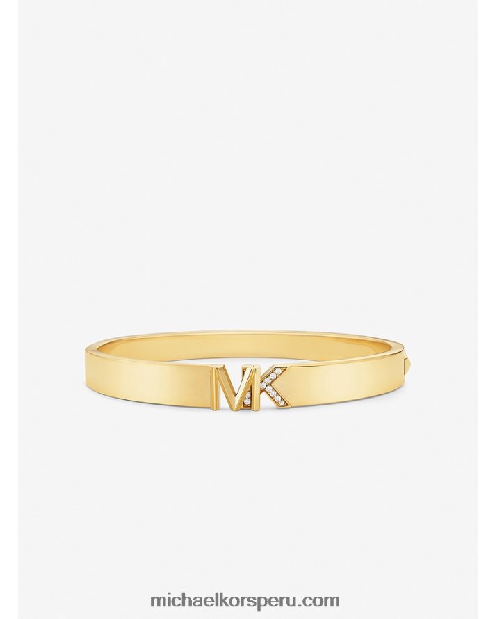 Z48V2473 oro mujer Michael Kors Brazalete con logo en pavé de latón chapado en oro de 14k