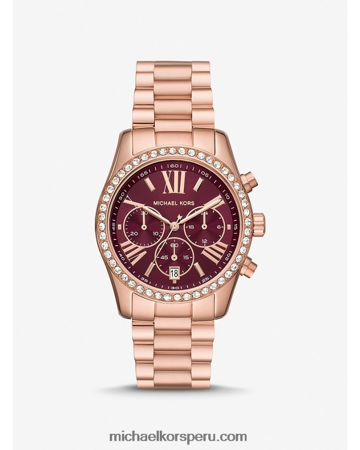 Z48V2365 oro rosa mujer Michael Kors reloj lexington pavé