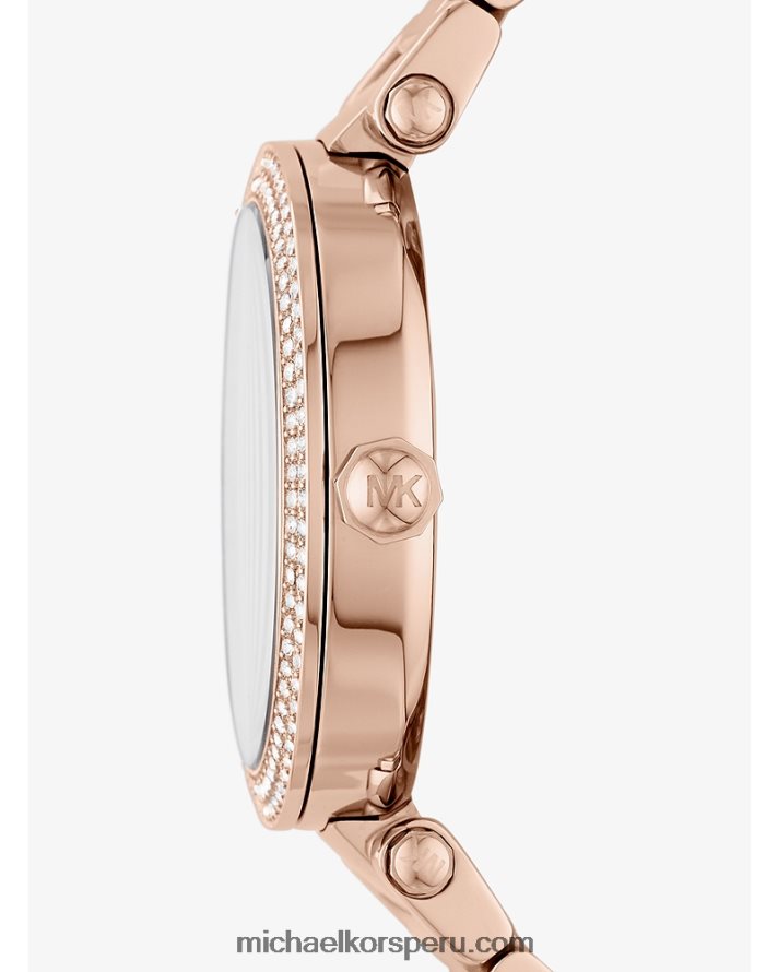 Z48V2374 oro rosa mujer Michael Kors reloj oversize pavé con logo