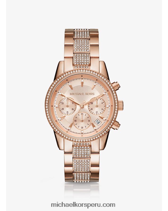 Z48V2381 oro rosa mujer Michael Kors reloj ritz pavé