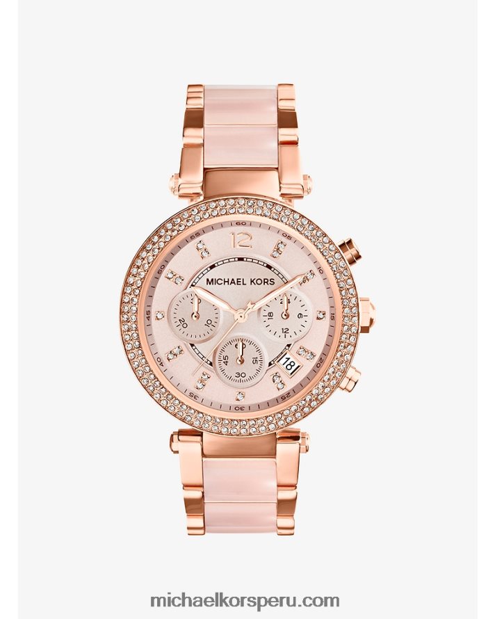 Z48V2383 oro rosa mujer Michael Kors reloj parker de acetato rubor