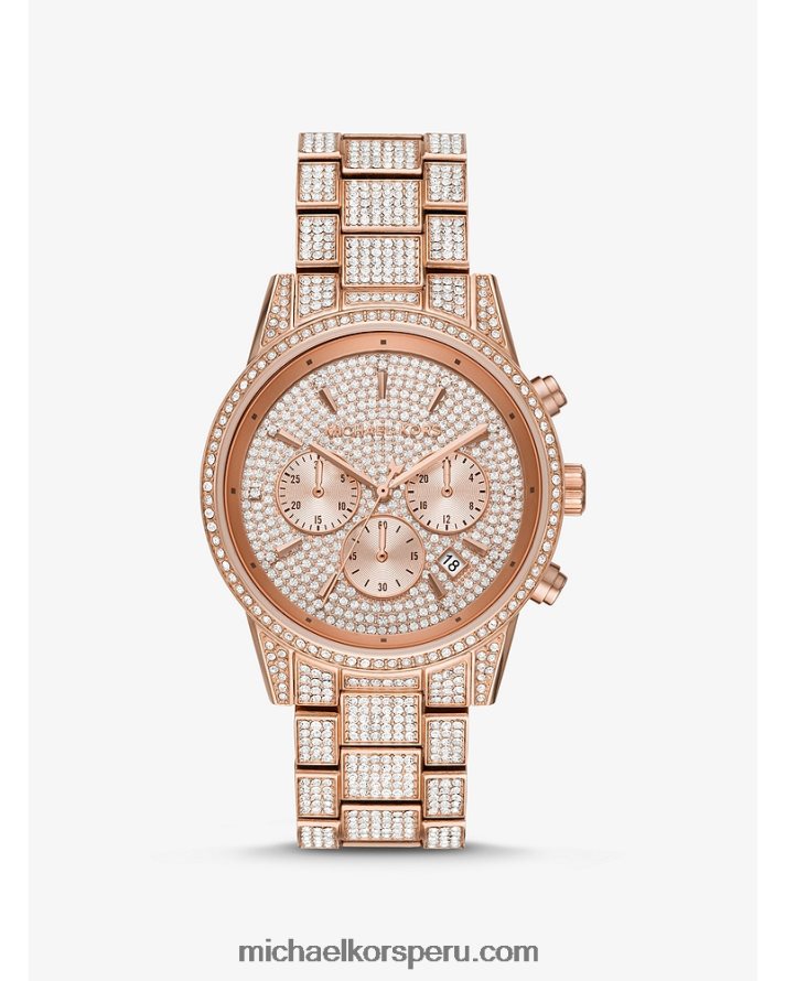 Z48V2386 oro rosa mujer Michael Kors reloj ritz pavé