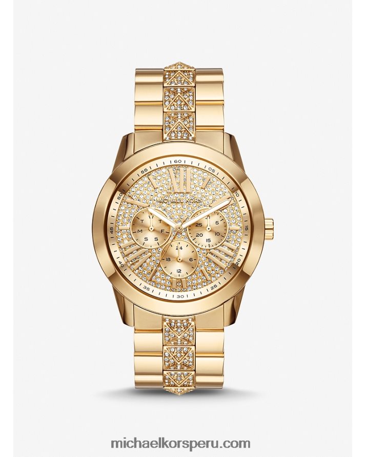 Z48V2396 oro mujer Michael Kors reloj bryn pave extragrande