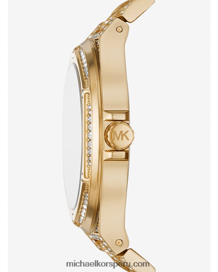 Z48V2403 oro mujer Michael Kors reloj pave de lennox de gran tamaño