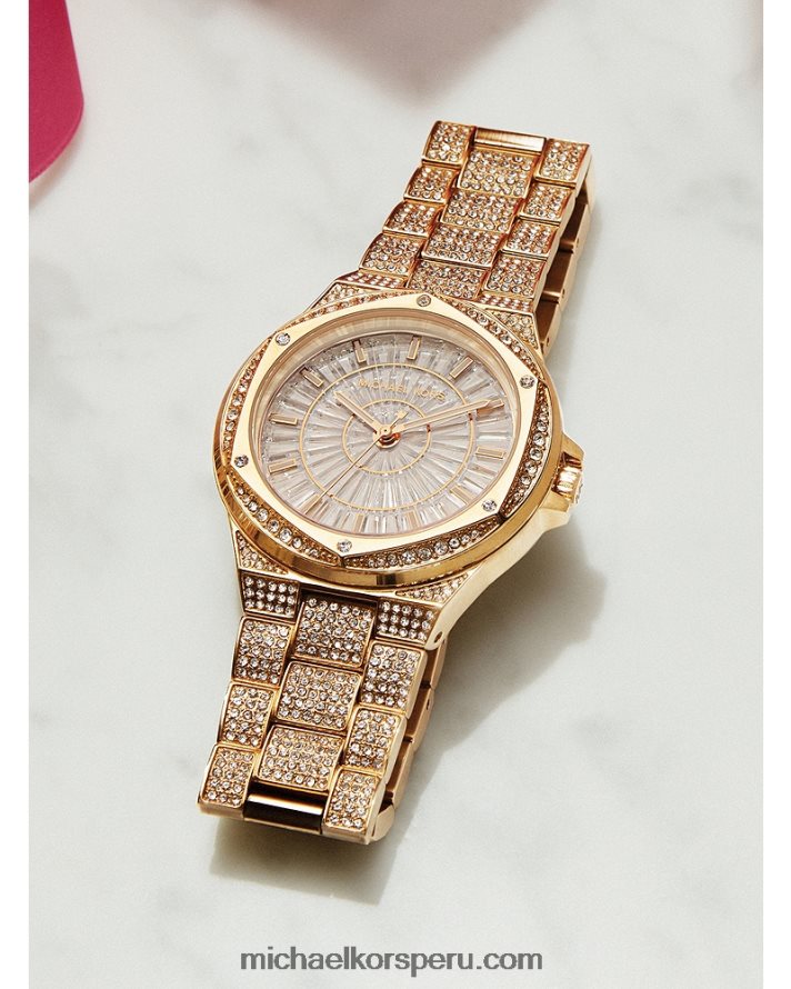 Z48V2403 oro mujer Michael Kors reloj pave de lennox de gran tamaño