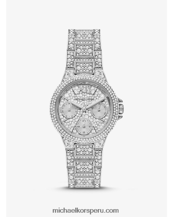 Z48V2408 plata mujer Michael Kors mini reloj camille pave