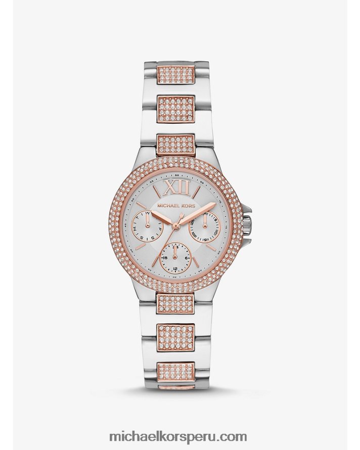 Z48V2409 Dos tonos mujer Michael Kors mini reloj camille pave