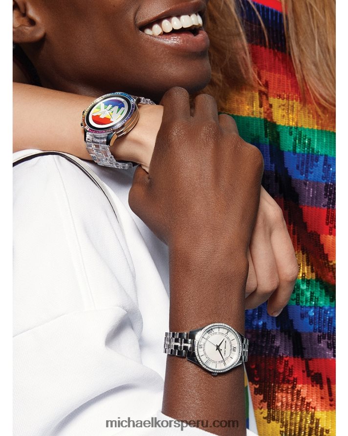 Z48V2410 plata mujer Michael Kors mini reloj lauryn pavé