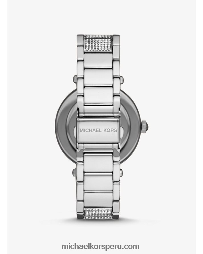 Z48V2414 plata mujer Michael Kors reloj parker pave extragrande