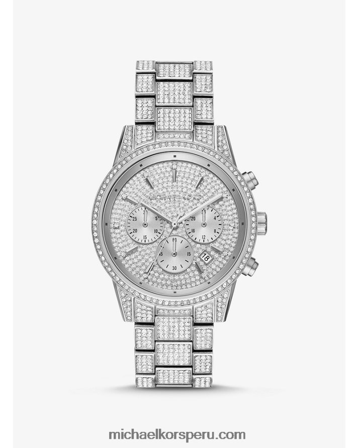 Z48V2417 plata mujer Michael Kors reloj ritz pavé