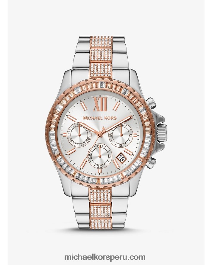 Z48V2425 Dos tonos mujer Michael Kors reloj everest pavé extragrande