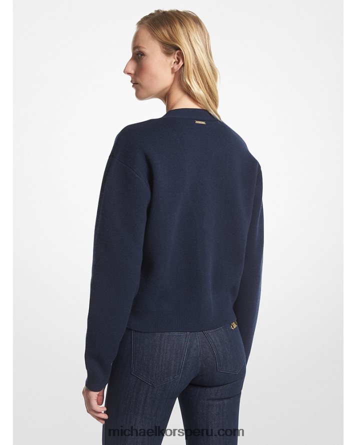 Z48V392 azul medianoche mujer Michael Kors cárdigan en mezcla de lana
