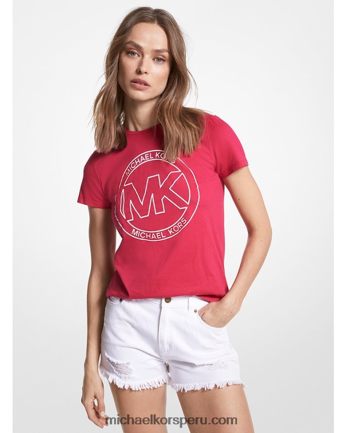 Z48V380 rosa carmín mujer Michael Kors playera con logo estampado