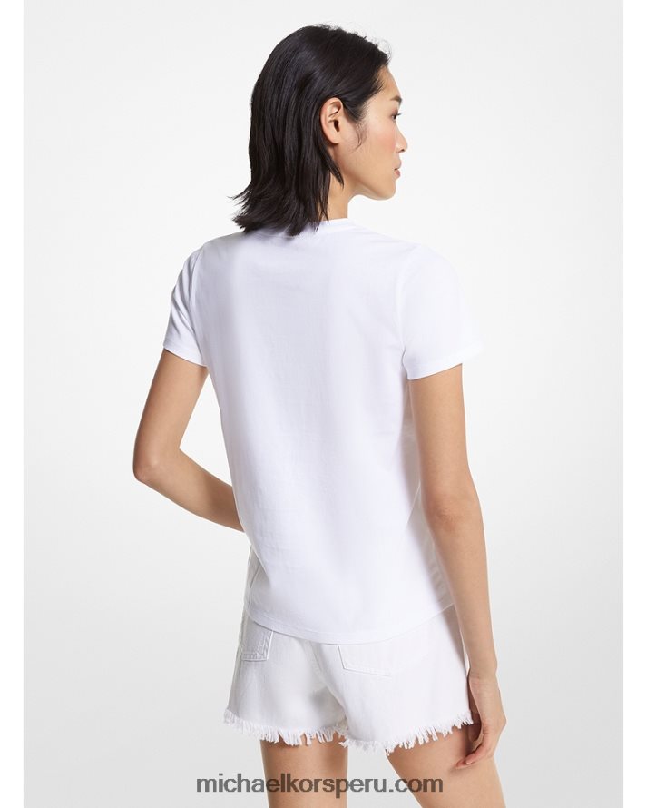 Z48V387 blanco mujer Michael Kors playera con logo estampado