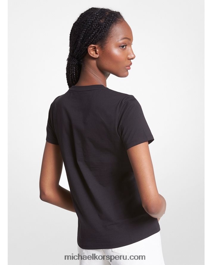 Z48V390 negro mujer Michael Kors playera con logo estampado
