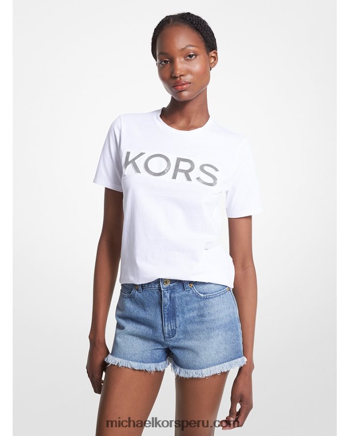 Z48V394 blanco mujer Michael Kors camiseta de algodón orgánico con logo