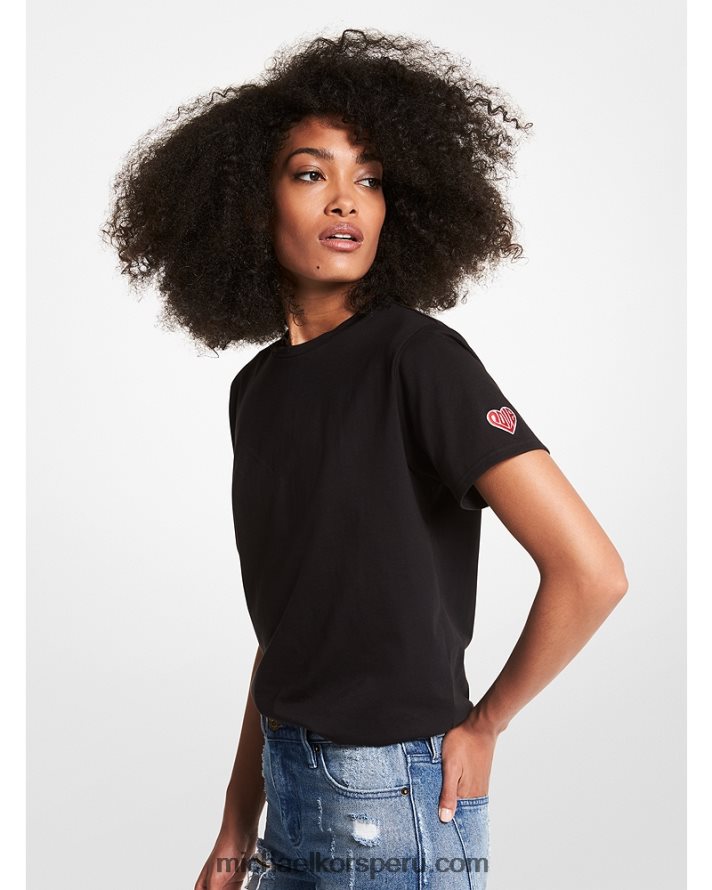 Z48V465 negro mujer Michael Kors ver el hambre detener el amor camiseta unisex de algodón orgánico