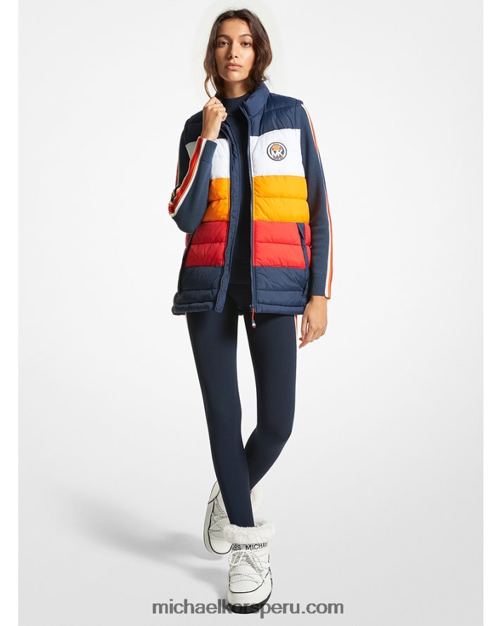 Z48V280 Blanco óptico mujer Michael Kors chaleco de esquí de nailon con bloques de color mk x ellesse vail