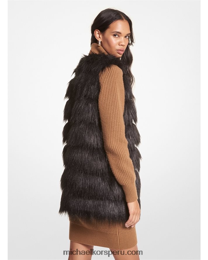 Z48V301 negro mujer Michael Kors chaleco de piel sintética