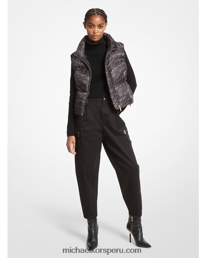 Z48V319 aceituna mujer Michael Kors chaleco acolchado con estampado animal y logo cire