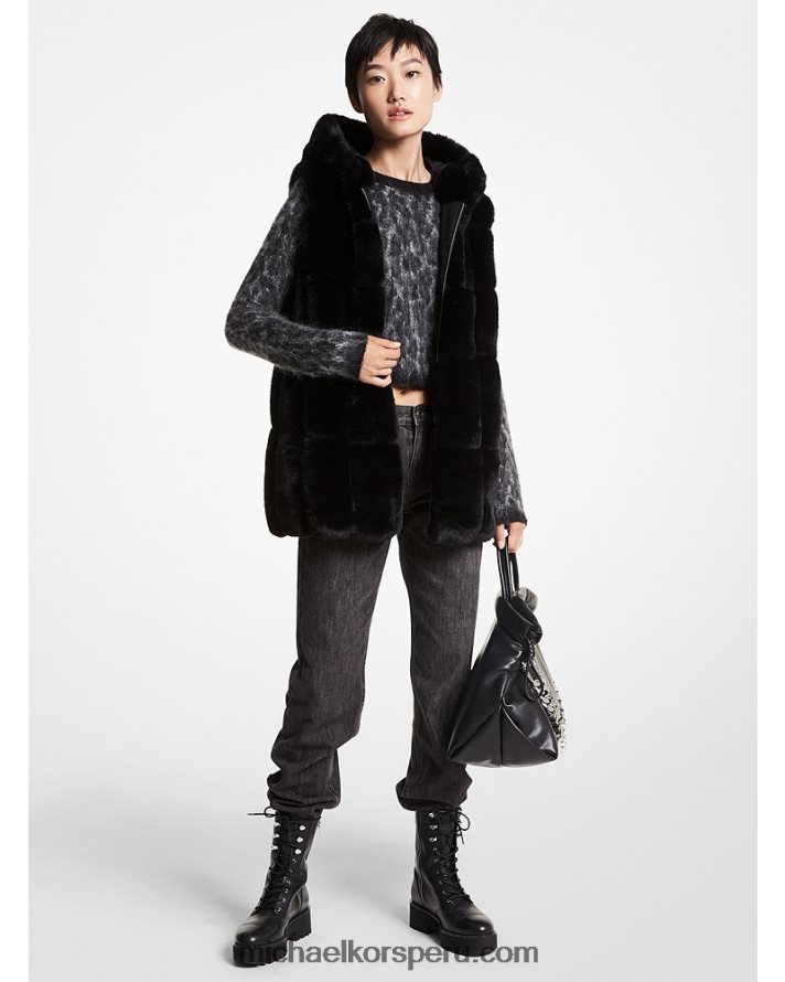 Z48V342 negro mujer Michael Kors chaleco capitonado con pelo sintético