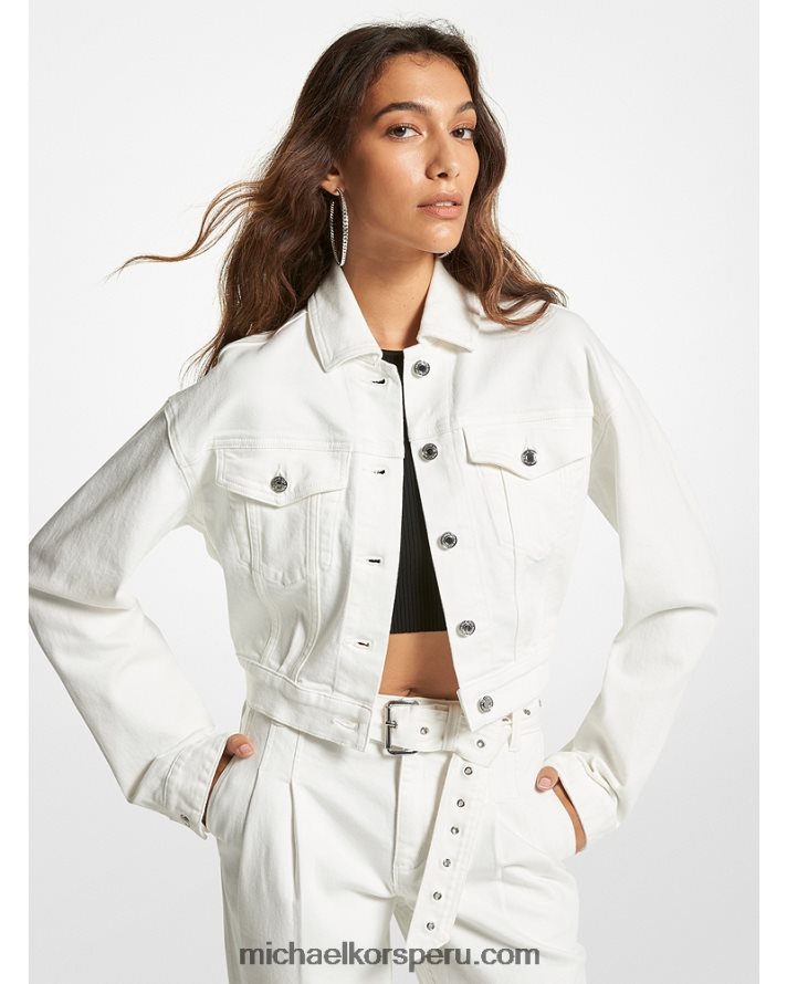 Z48V215 hueso mujer Michael Kors chamarra corta de mezclilla elástica