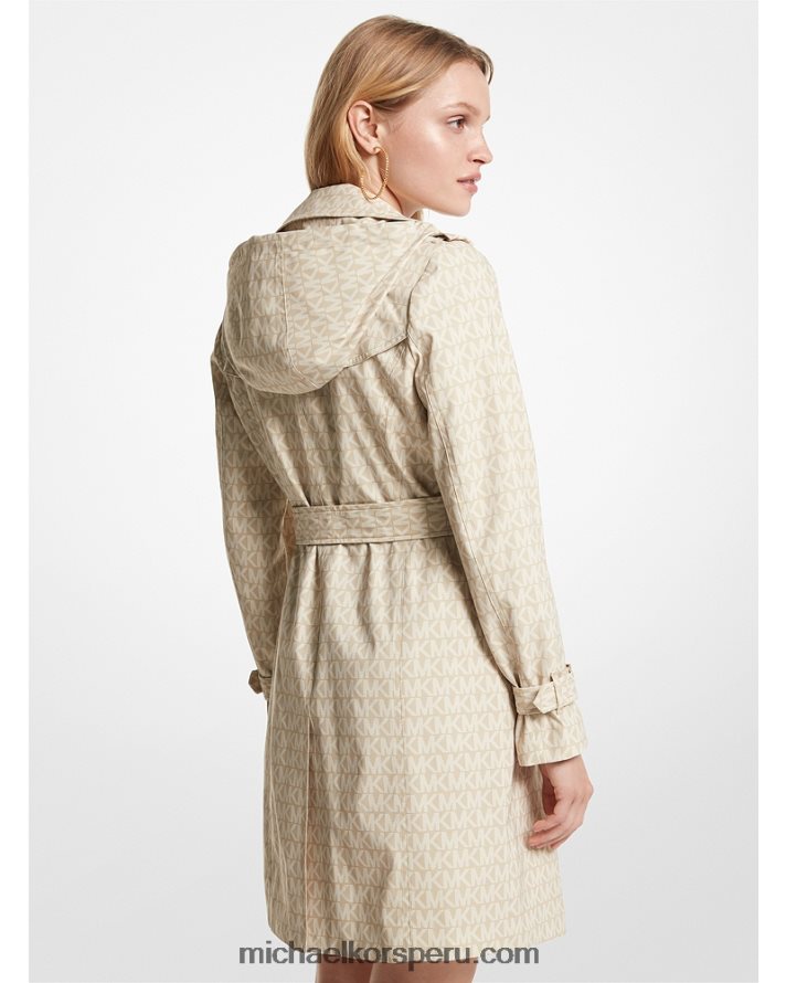 Z48V216 caqui mujer Michael Kors gabardina tejida con logo estampado