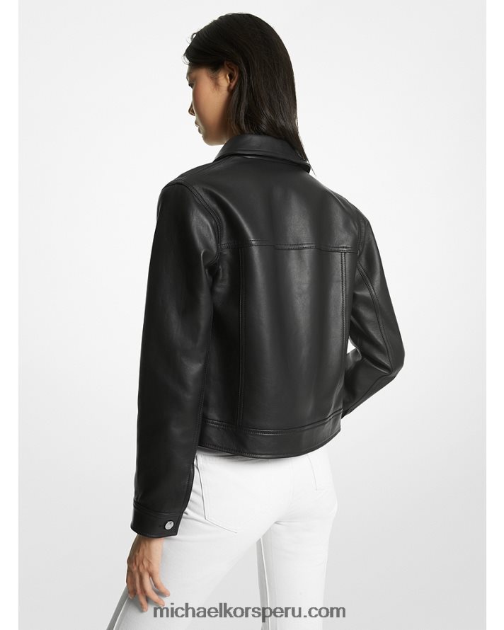 Z48V220 negro mujer Michael Kors chaqueta utilitaria de cuero