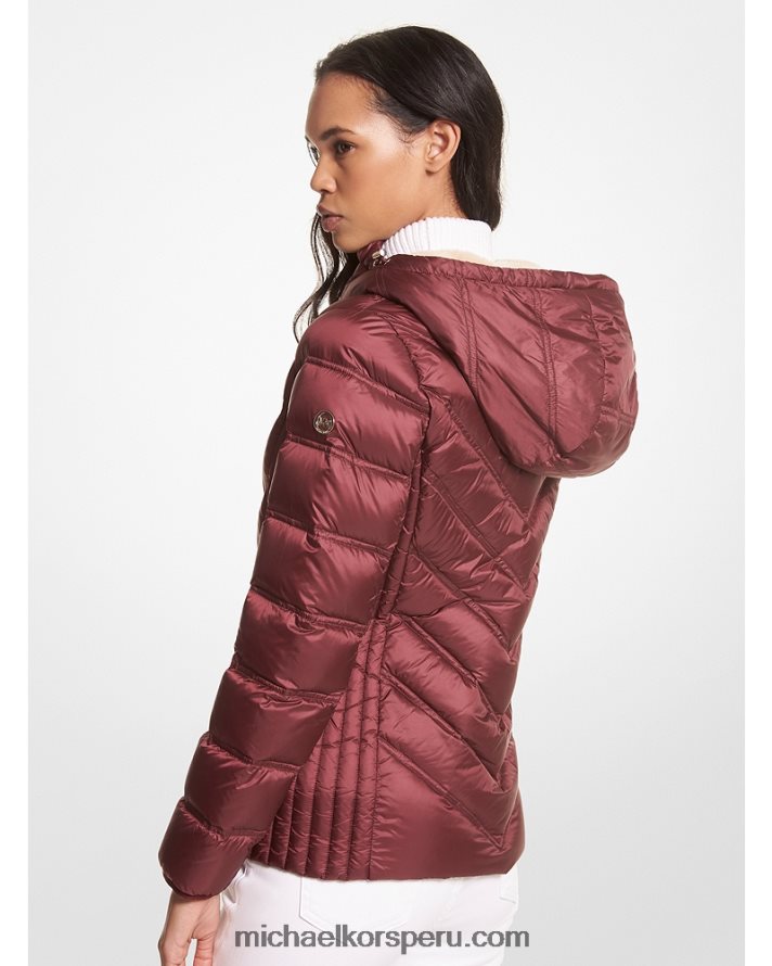 Z48V232 merlot mujer Michael Kors chamarra plegable de nailon con capucha