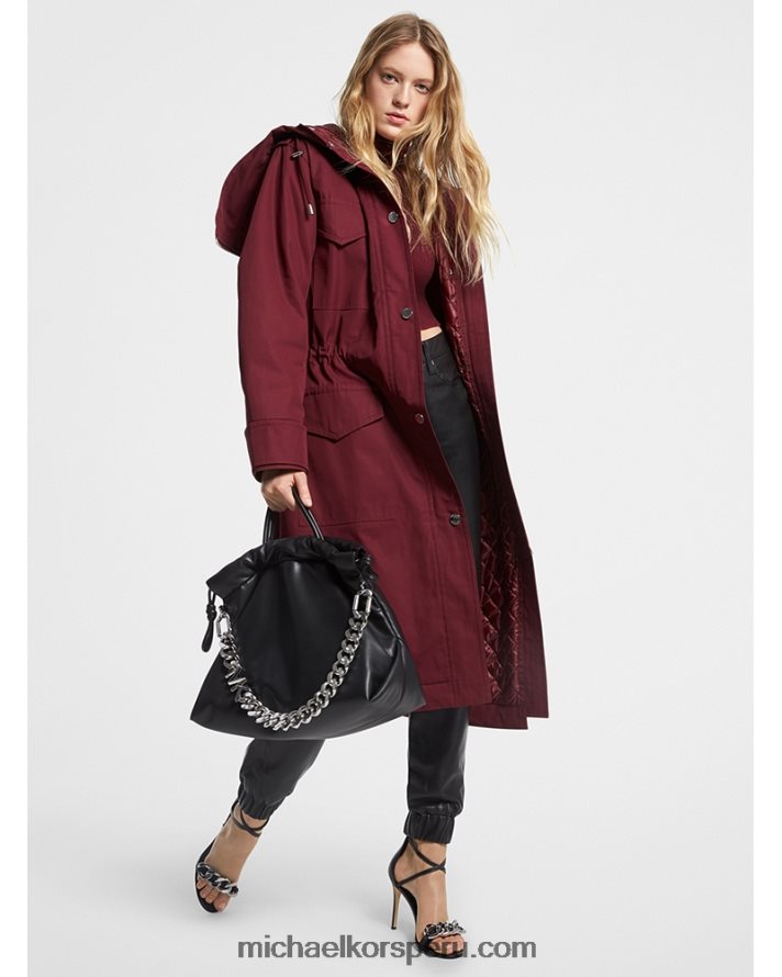 Z48V257 rubí oscuro mujer Michael Kors parka de sarga de algodón resistente al agua