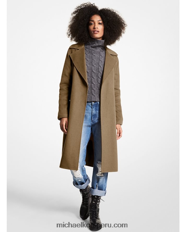 Z48V262 combo de aceitunas mujer Michael Kors abrigo cruzado de mezcla de lana