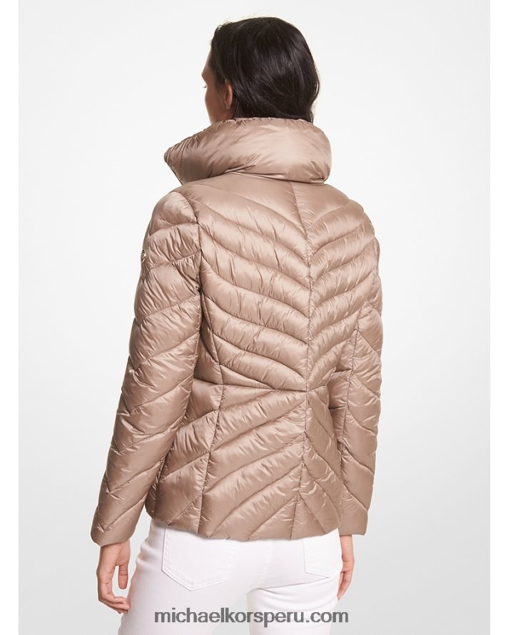 Z48V289 gris pardo mujer Michael Kors chamarra acolchada plegable de nailon