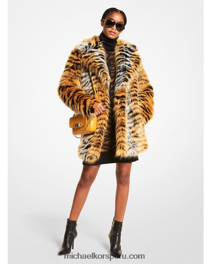 Z48V303 maravilla mujer Michael Kors abrigo de piel sintética con estampado de tigre