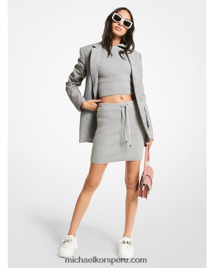 Z48V322 blanco negro mujer Michael Kors blazer boyfriend de mezcla de lino