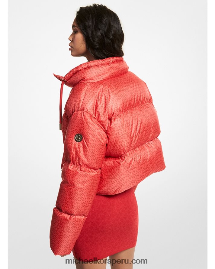 Z48V326 carmesí mujer Michael Kors chamarra capitonada capitonada con logo