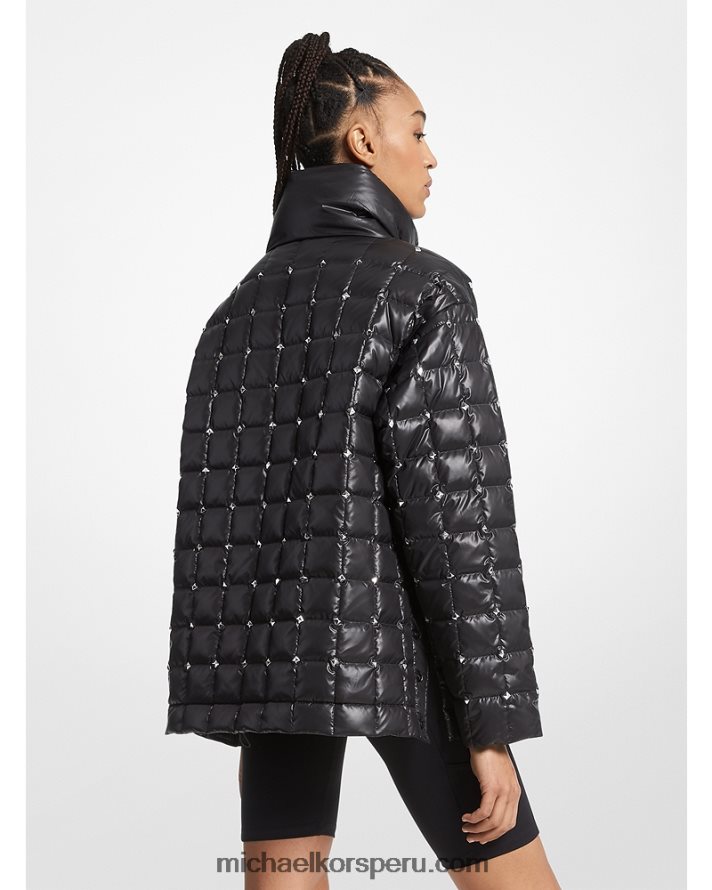 Z48V330 negro/plata mujer Michael Kors chaqueta popover de cire acolchada con tachuelas Stirling