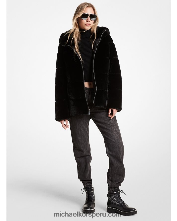 Z48V338 negro mujer Michael Kors abrigo capitonado con capucha