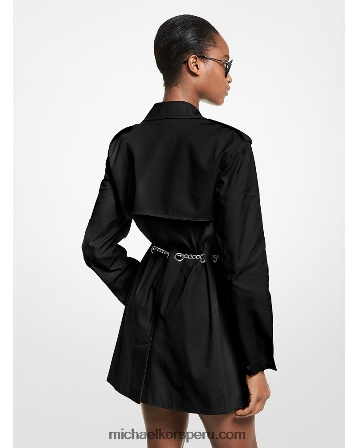 Z48V351 negro mujer Michael Kors gabardina con ribete de cadena