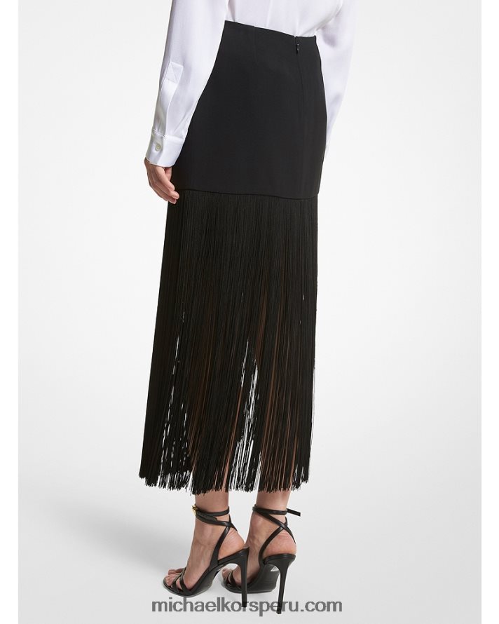 Z48V3756 negro unisexo Michael Kors falda con flecos de crepé doble de la colección