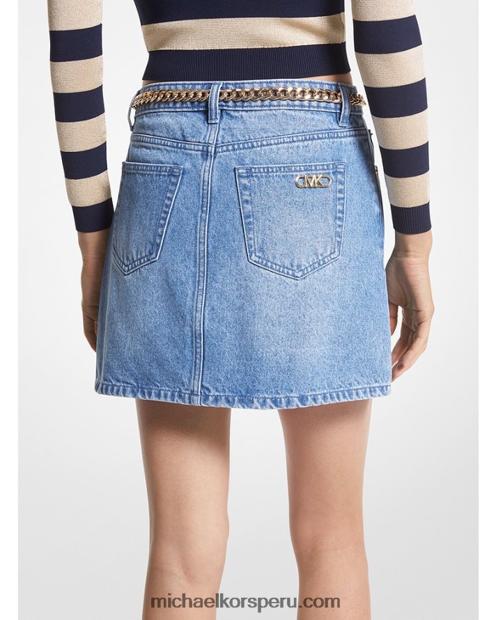 Z48V582 lavado azul ángel mujer Michael Kors minifalda de mezclilla con cinturón