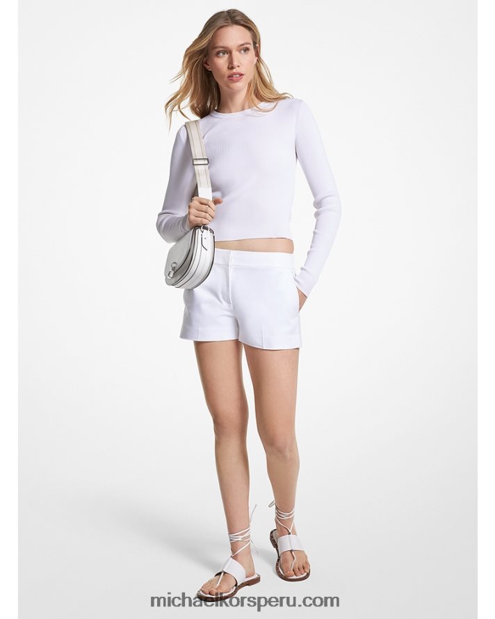 Z48V583 blanco mujer Michael Kors pantalones cortos de algodón elástico