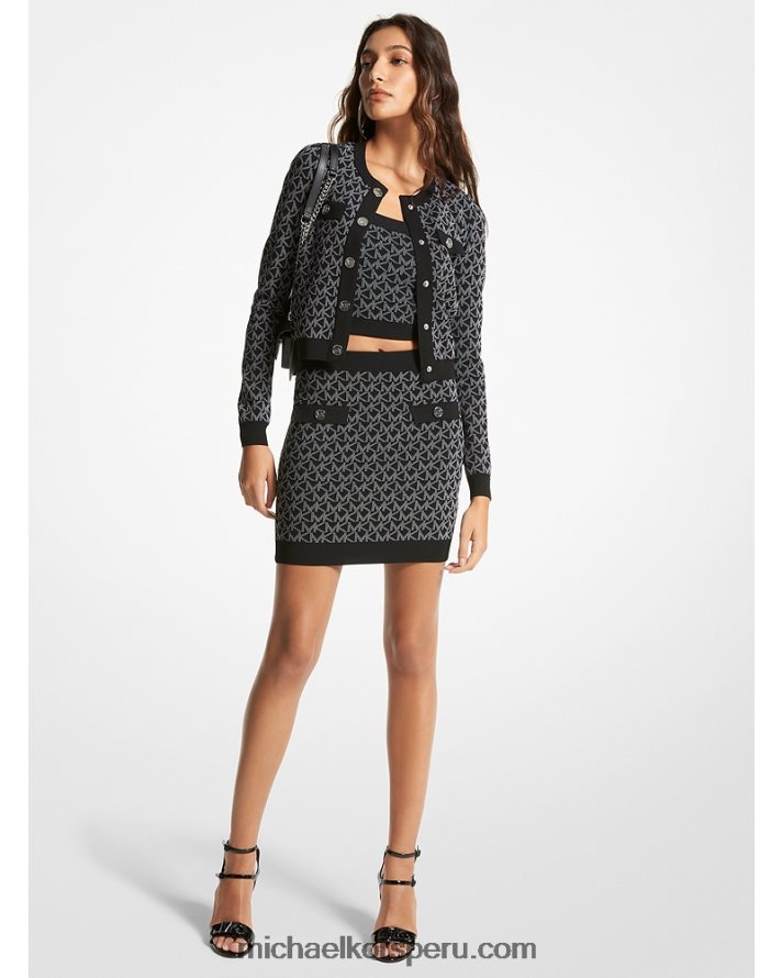 Z48V593 blanco negro mujer Michael Kors minifalda con logo en jacquard