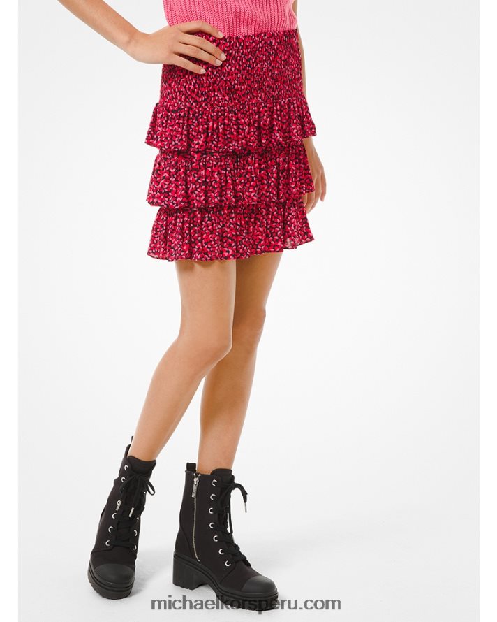 Z48V627 combo negro mujer Michael Kors falda con volantes a capas de viscosa elástica con pétalos