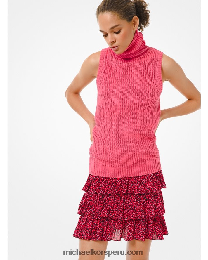 Z48V627 combo negro mujer Michael Kors falda con volantes a capas de viscosa elástica con pétalos