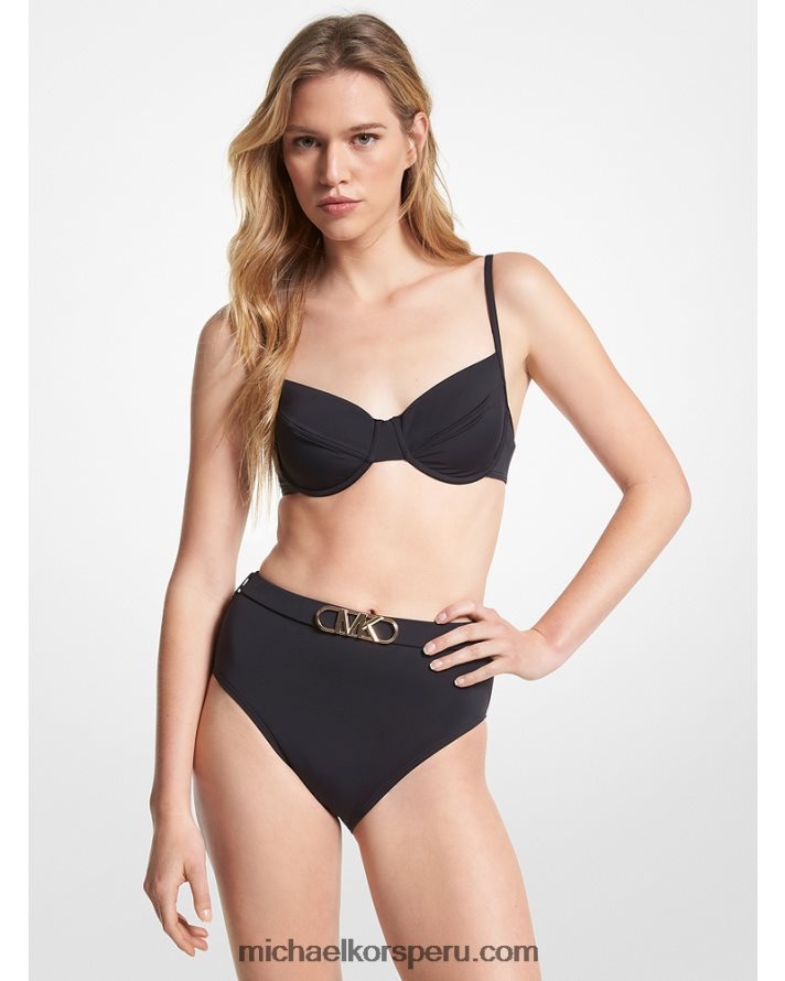 Z48V531 negro mujer Michael Kors top de bikini de nailon elástico con aros