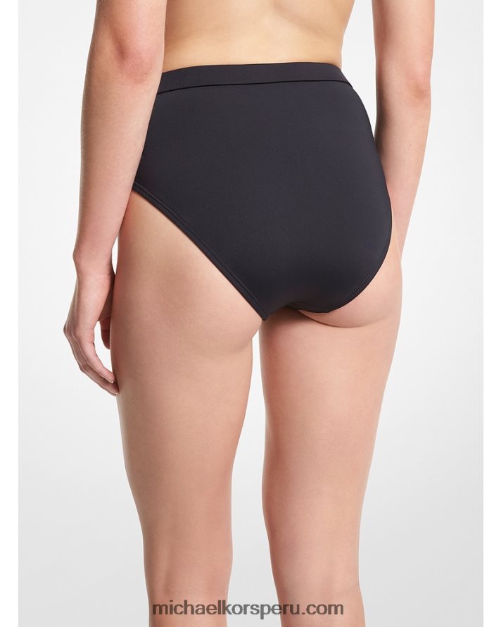 Z48V532 negro mujer Michael Kors braguita de bikini de nailon elástico con cintura alta y cinturón