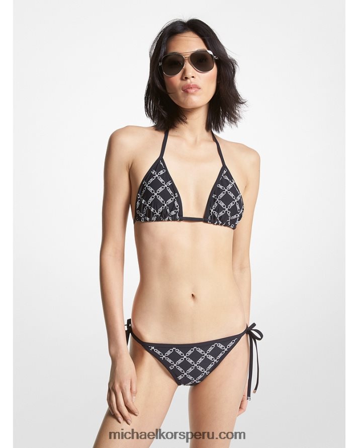 Z48V547 negro mujer Michael Kors top de bikini triangular con logo imperio