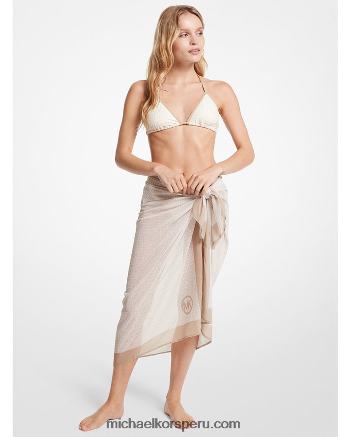 Z48V552 hueso mujer Michael Kors pareo de gasa con logo