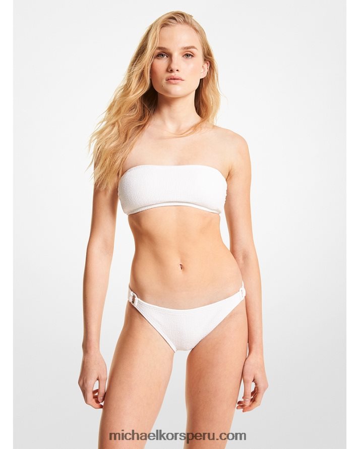 Z48V555 blanco mujer Michael Kors top de bikini bandeau texturizado elástico