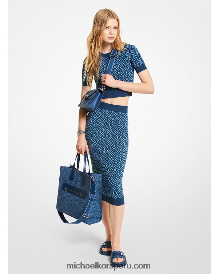 Z48V401 río azul mujer Michael Kors top con logo en jacquard